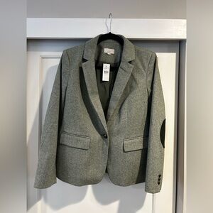 NWT Loft Moss Green Herringbone Knit Blazer Jacket Coat Elbow Pad | Women's
Sz 4